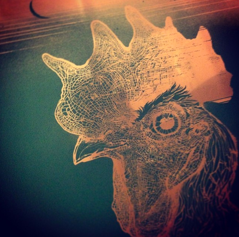 Screen Stencil of Rooster Art Print